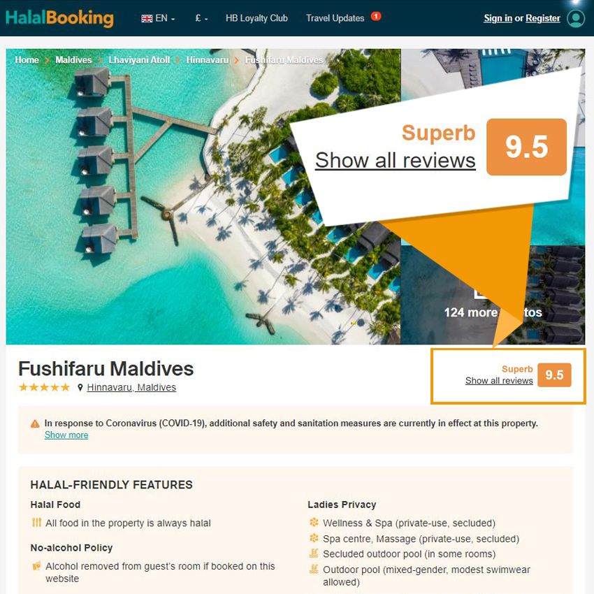 Review score provided by verified HalalBooking customers