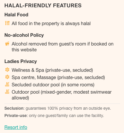 Hotel's halal-friendliness data is available