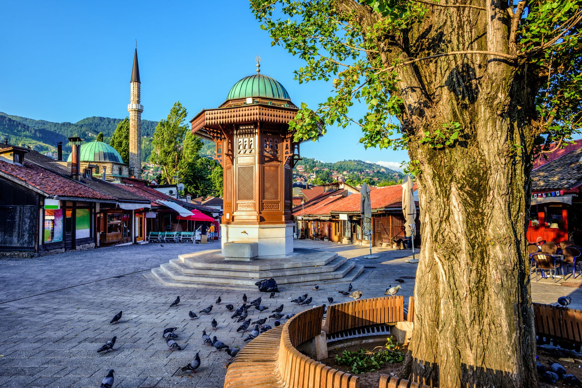 Sebilj fountain in Pigeon Square