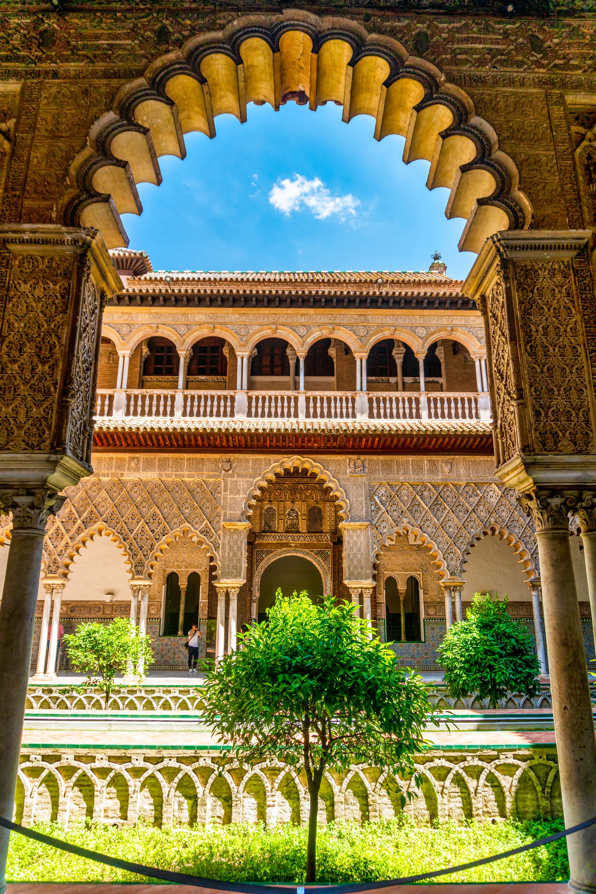 Moorish architecture of Real Alcazar castle in Seville